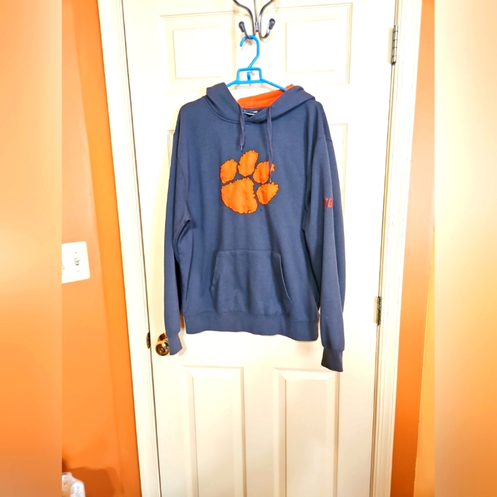 Mens Gray & Orange Stadium Athletics Clemson Tigers Pullover Hoodie Size L